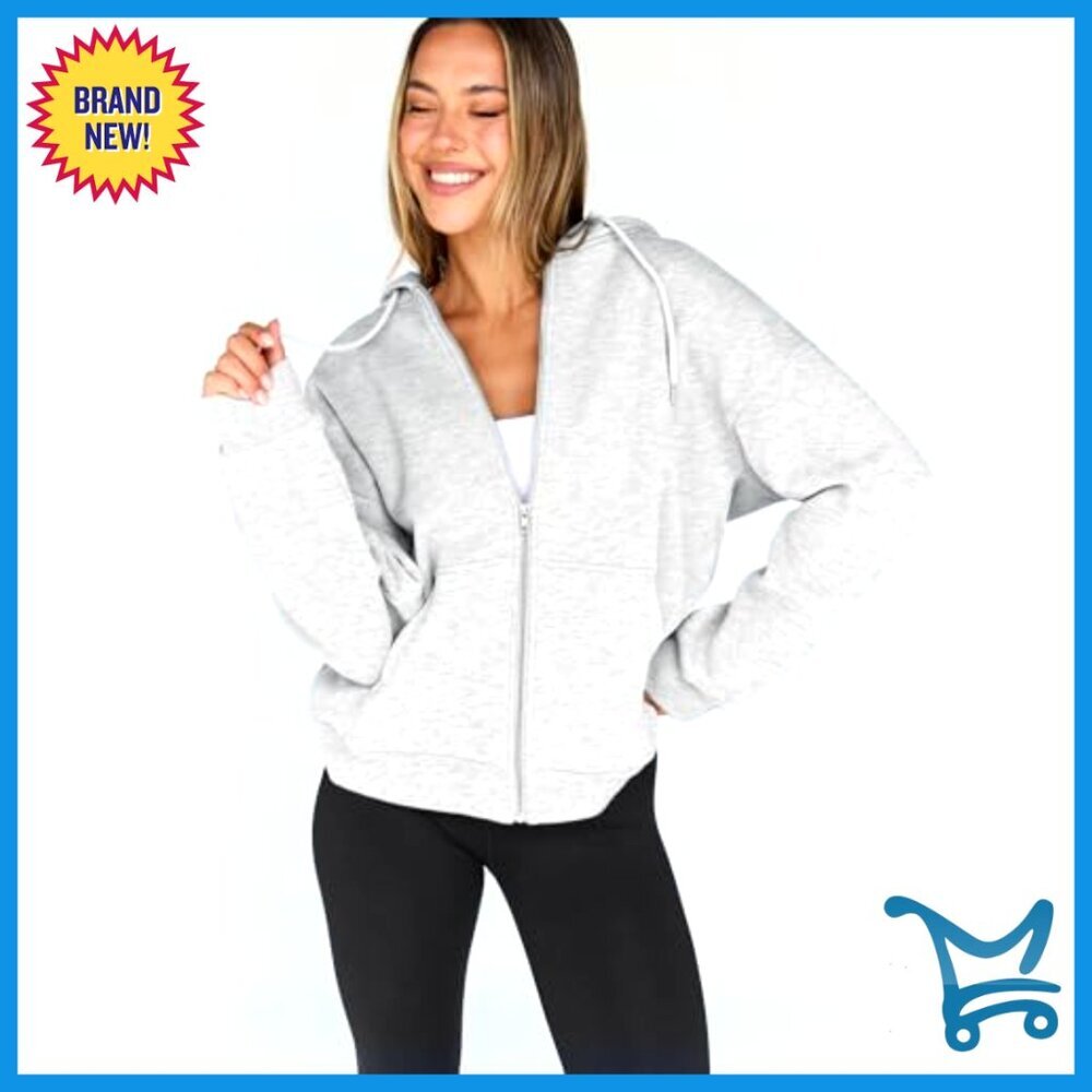 Oversized Zip Up Hoodie Y2K Chic Pullover Sweatshirt Loose Fit Casual Wear - Picture 2 of 5